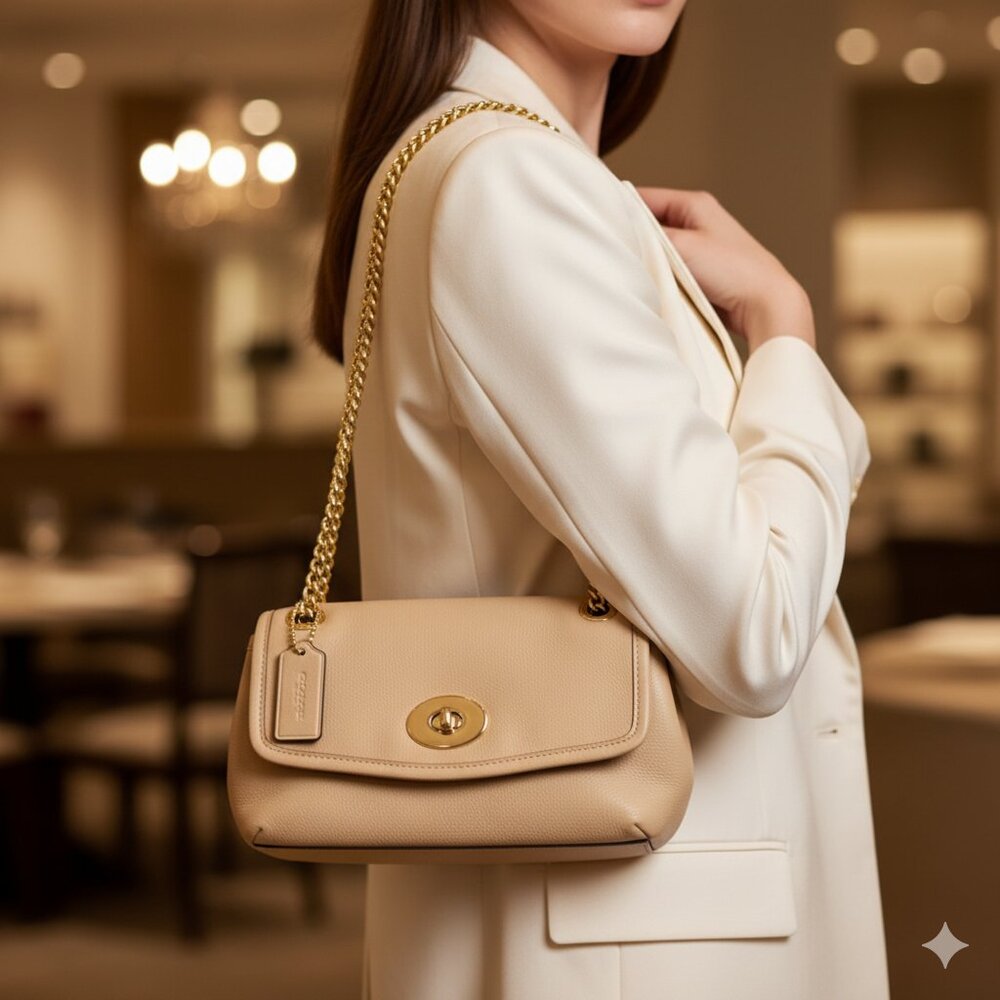 Coach Chain Pebble Leather Crossbody - Picture 2 of 14